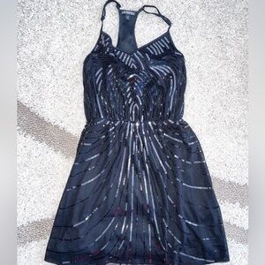 Express silver sequence black dress